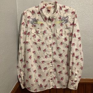 No Longer Available  Embroidered laser-vision kitty ladies Western shirt